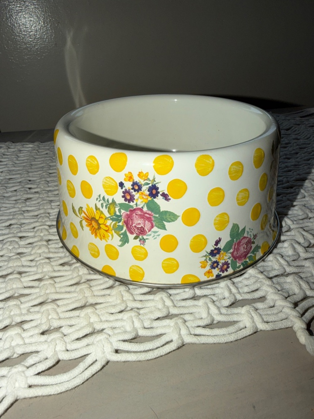 Mackenzie Childs Buttercup Enamel Pet Bowl